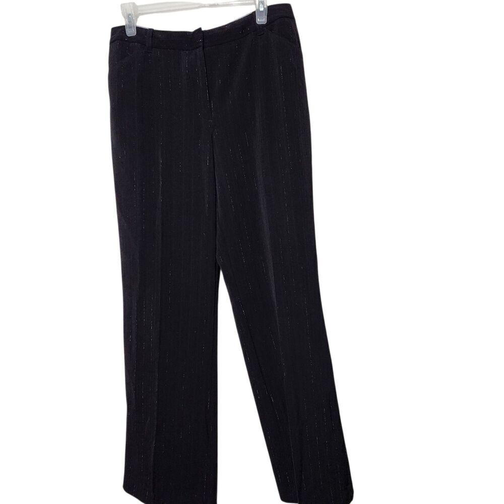Worthington Dress Pants Size 10 Color Black Red Stripes Metallic Details